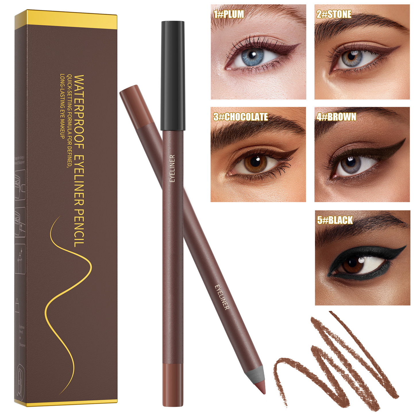 ✨ Last Day Buy 1 Get 1 Free$12.49 Each . 🎀 24-Hour Waterproof Eyeliner — Sharpenable Pencil