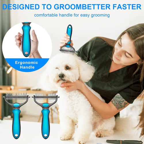 🐾 Pet Grooming Brush For Shedding & Summer Comfort