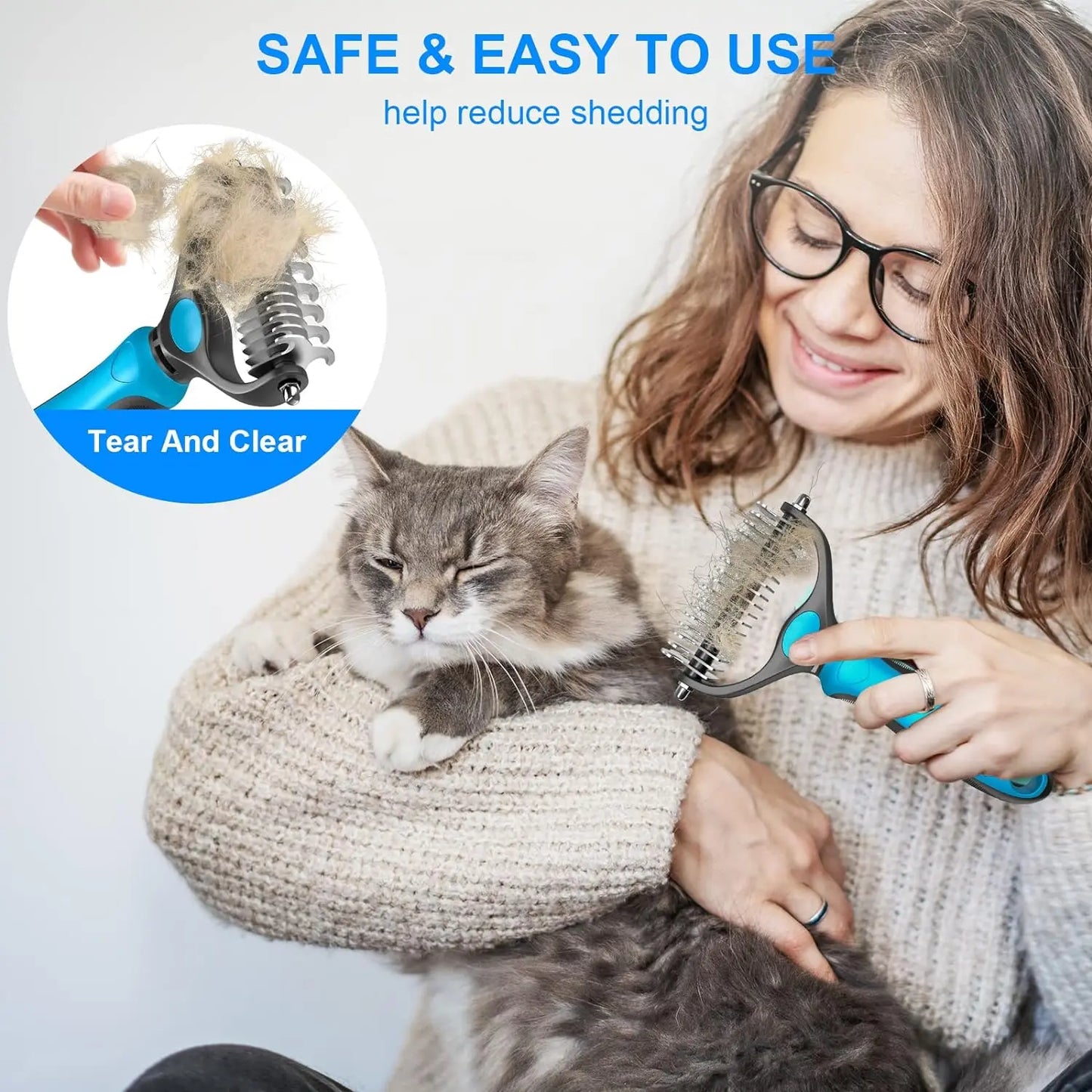 🐾 Pet Grooming Brush For Shedding & Summer Comfort
